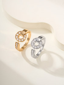 Bulgari Pave Diamond Letter Ring-3586